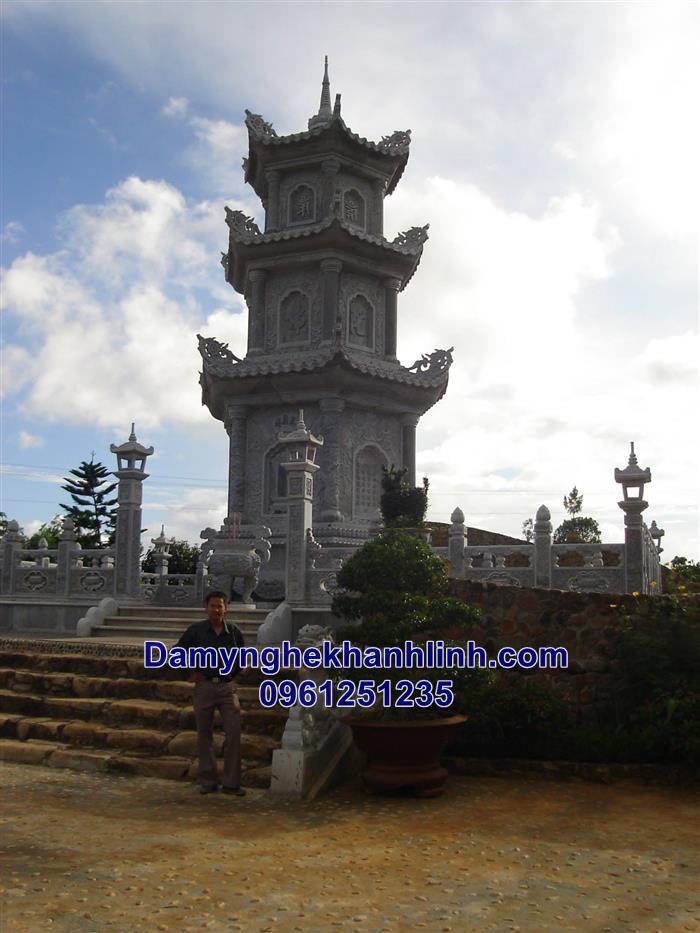 Mẫu mộ đá phật giáo làm bằng đá xanh đẹp