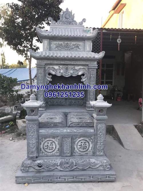 Mẫu mộ đôi bằng đá đẹp có mái che 