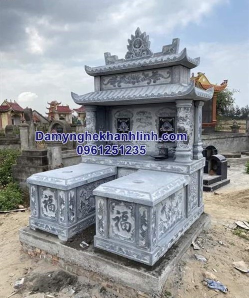 Mẫu mộ đôi bằng đá xanh đẹp 