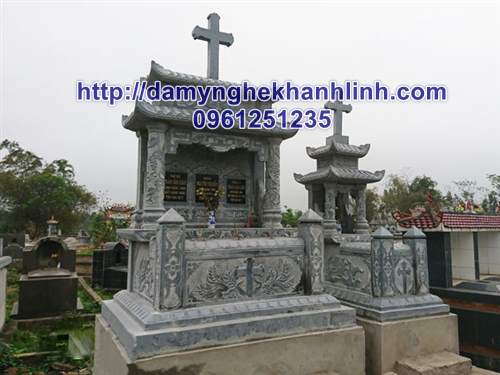 Mộ đá công giáo thiết kế hai mái