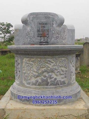 Mộ đá tròn đẹp hoa văn tứ quý