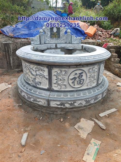 Mộ đá tròn- Mẫu mộ tròn đá xanh chuẩn phong thủy