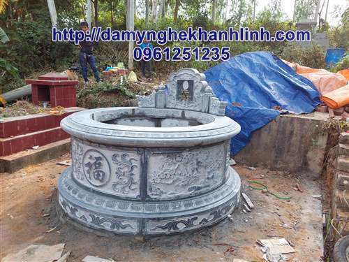 Mộ đá tròn mẫu mộ tròn đá xanh nên xây cho ông bà tổ tiên