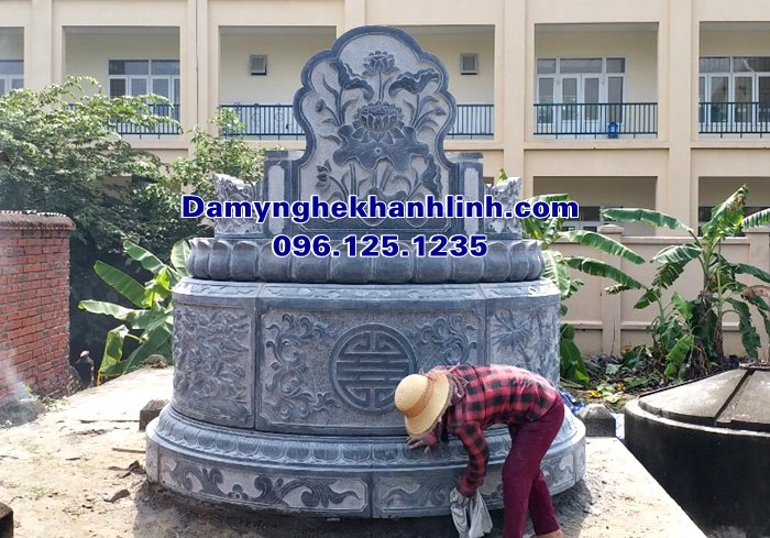 Kích thước mộ đá tròn đường kính 127cm đẹp
