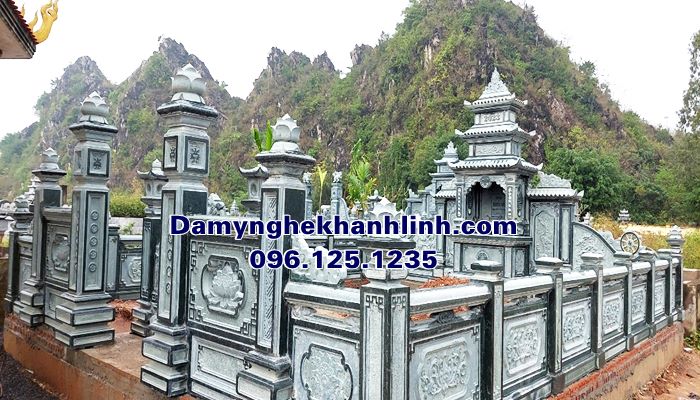 Mẫu khu lăng mộ đá dòng họ đẹp ba mái truyền thống