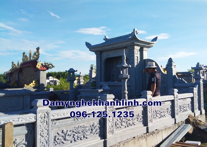 Mẫu khu lăng mộ đá dòng họ đẹp liền khối nguyên bản