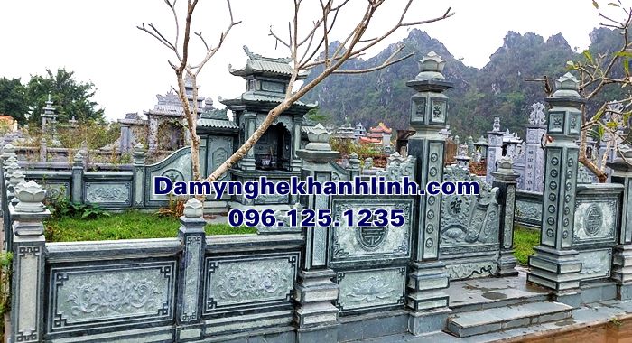 Mẫu khu lăng mộ đá dòng họ đẹp mái cong cổ truyền