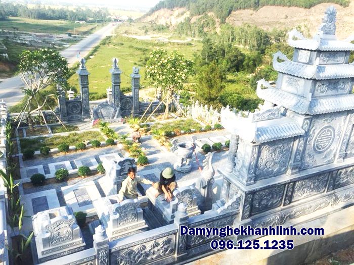 Mẫu khu lăng mộ đá dòng họ đẹp quy mô lớn