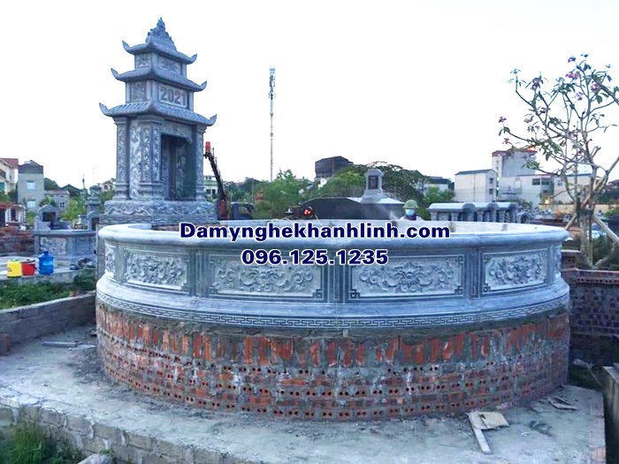 Mẫu mộ đá tròn đẹp 1 tầng nguyên khối tinh xảo