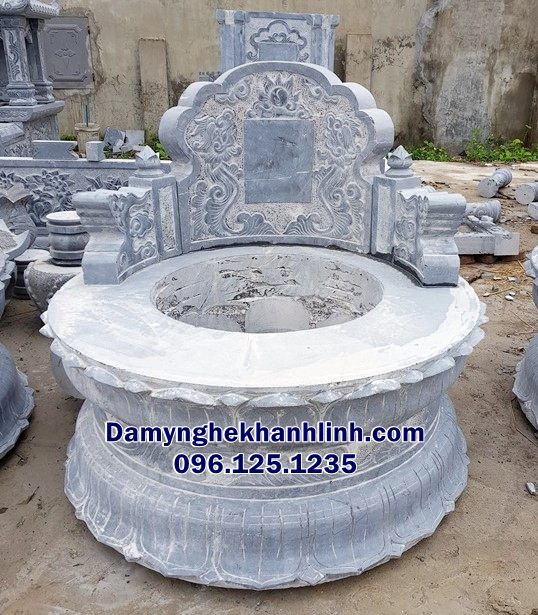 Mẫu mộ đá tròn đẹp điêu khắc theo hình hoa Sen 